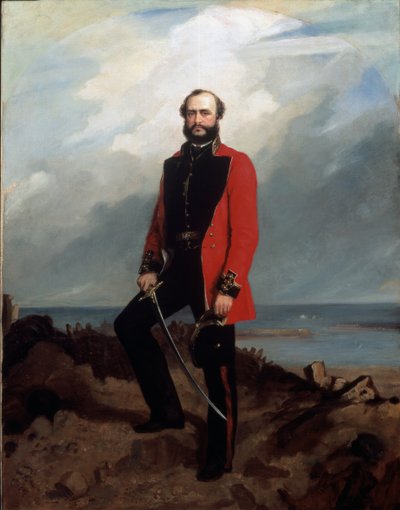 Major-General Charles Ashe Windham, Coldstream Guards, standing in front of the Redan, Sebastopol, 1855 by Charles Couzens